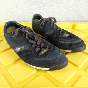 Hugo Boss Sneakers Mens 42 9 Blue Suede Shoes Lace Up Casual
